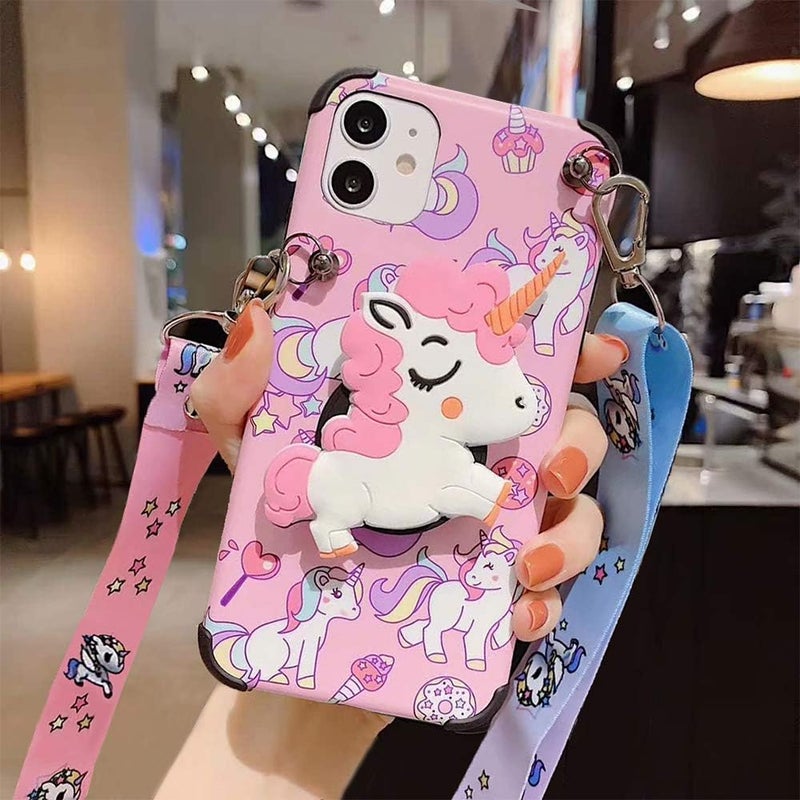 guppy for iPhone 8 Plus/iPhone 7 Plus Women Girls 3D Cute Cartoon Funny Unicorn Animal Kawaii Style with Laryard & Stand Protective TPU Case for iPhone 8 Plus/iPhone 7 Plus Pink - Image 2