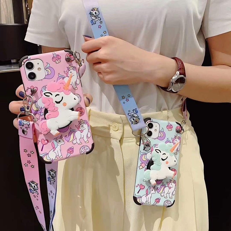 guppy for iPhone 8 Plus/iPhone 7 Plus Women Girls 3D Cute Cartoon Funny Unicorn Animal Kawaii Style with Laryard & Stand Protective TPU Case for iPhone 8 Plus/iPhone 7 Plus Pink - Image 5