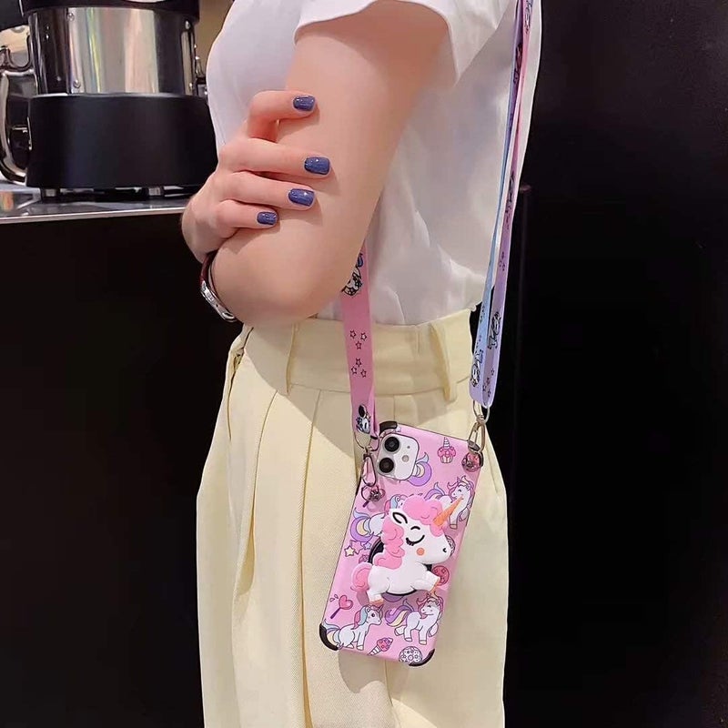 guppy for iPhone 8 Plus/iPhone 7 Plus Women Girls 3D Cute Cartoon Funny Unicorn Animal Kawaii Style with Laryard & Stand Protective TPU Case for iPhone 8 Plus/iPhone 7 Plus Pink - Image 4