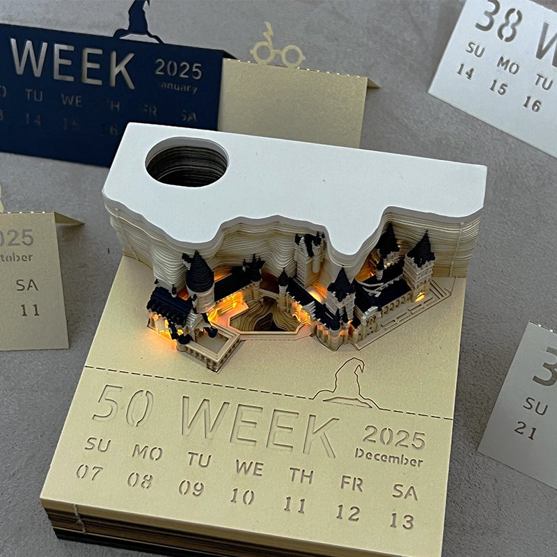 Harry Potter 3D Stereo Note Creative Paper Carving Hogwarts Hand-Tearable Calendar 2026 Year Of The Dragon Business Gift - Image 3