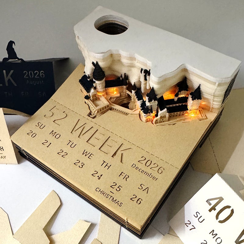 Harry Potter 3D Stereo Note Creative Paper Carving Hogwarts Hand-Tearable Calendar 2026 Year Of The Dragon Business Gift - Image 2