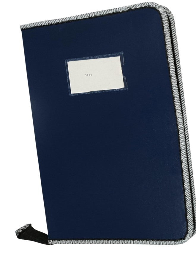 Shining Zon Zipper Display Book Folder for Documents, Certificates Multi-Utility Portfolio Folder PP Material with 10 Bound Plastic Binder Sleeves, Size FC (fullscap), Navy Blue Colour, Set of 3 - Image 1