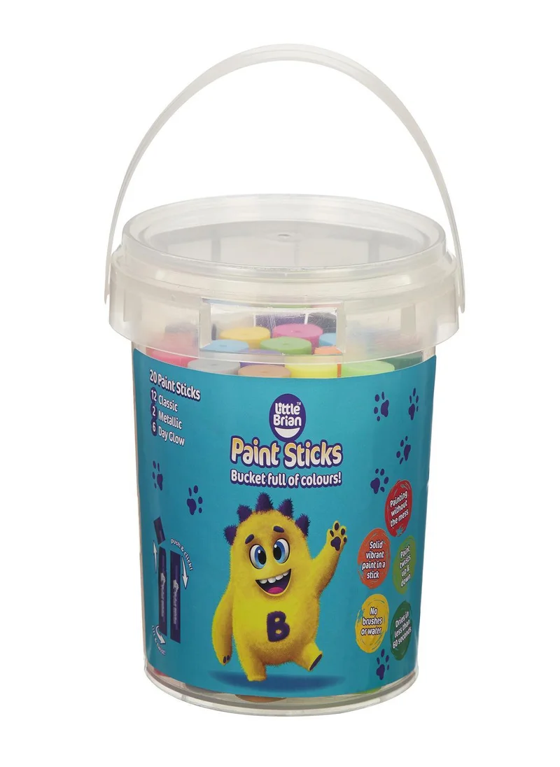 Little Brian Little Brian Paint Sticks Bucket – 20 Assorted Colours | Mess-Free, Quick-Drying, Twist-Up Solid Paint for Kids’ Arts & Crafts