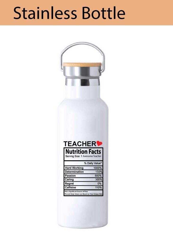 PRINTSHOP4ME Teacher's Day Pack of 3 Combo Pack - Stainless Steel Bamboo Cap Flask Bottle 600ml, Pink Cosmetic Bag and Teddy Bear - Teacher's Day Gift Set - Gift for World Teachers Day - Image 3