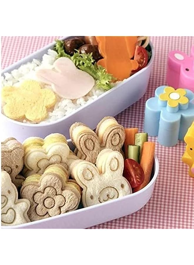 ECVV 3CPS Cute Mini Sandwich Cutters Shapes Set for Kids Plastic Bento Sandwich Cutters Molds, multicolor, SSZ284 - Image 1