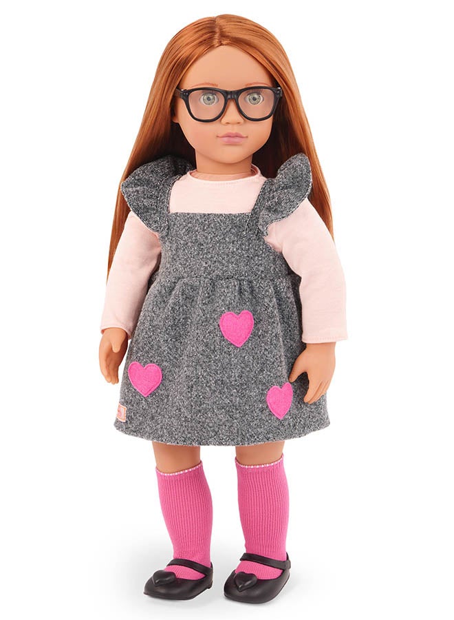 Our Generation Fashionable 18-inch Girl Doll with School Dress & Heart Patches,Gifting Toys, Age 6+ years, Character-Kelly - Image 4