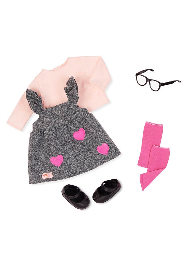 Our Generation Fashionable 18-inch Girl Doll with School Dress & Heart Patches,Gifting Toys, Age 6+ years, Character-Kelly - Image 2