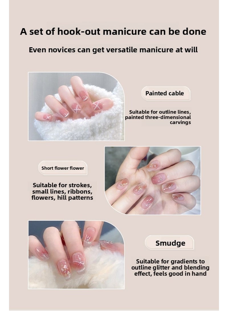 يوكانبي 5 قطع فرشاة تزيين أظافر دقيقة للغاية – أقلام ثلاثية الوظائف لتحديد الأظافر، رسم الرموش السفلية وخط العين بدقة - Image 5