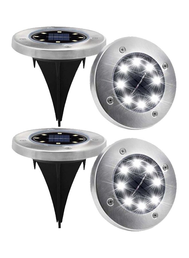 4-Piece 8 LED Solar Garden Light Silver/Black 12x13cm - Image 1