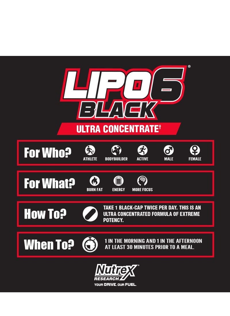 Nutrex Research Extreme Lipo-6 Black capsules from Nurtex - an ultra-strength fat burner - 120 capsules  - Image 4