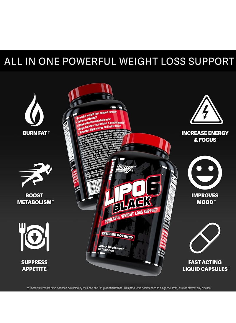 Nutrex Research Extreme Lipo-6 Black capsules from Nurtex - an ultra-strength fat burner - 120 capsules  - Image 5