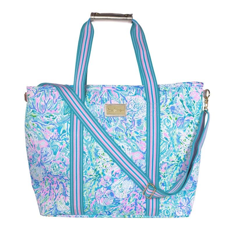 Lilly Pulitzer Picnic and Beach Cooler Bag Insulated Soft Cooler with Adjustable Shoulder Strap and Zippered Top Large for Groceries or Travel Soleil It On Me