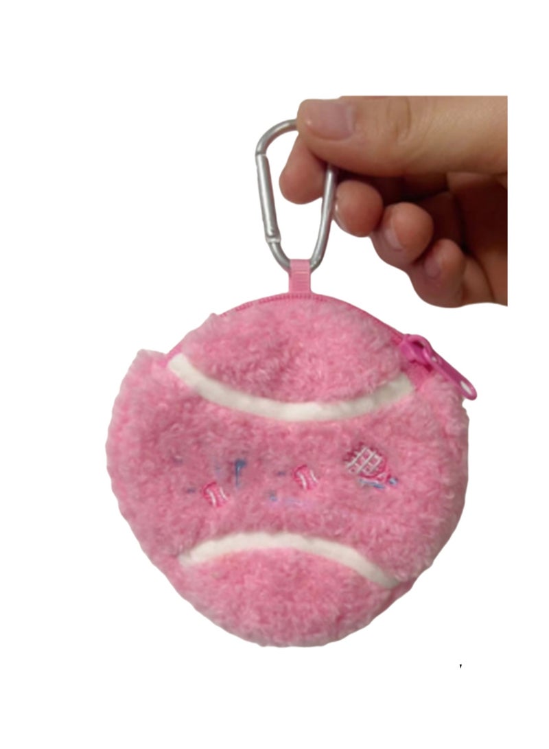 12cm Pink Tennis Coin Purse Pendant Keychain Plush Doll Backpack Accessories Bag Pendant Cartoon Bag Accessories Doll Gift  - Image 1