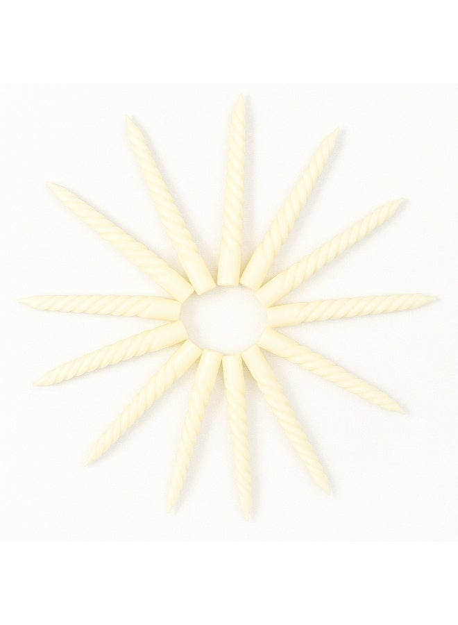 Home Care 12 قطعة شموع معدنية عاجية متعرجة أنيقة طويلة لحفلات الزفاف، المنزل والديكور الاحتفالي | شموع شمعية متميزة بدون قطرات، بدون دخان، بدون رائحة - Image 4