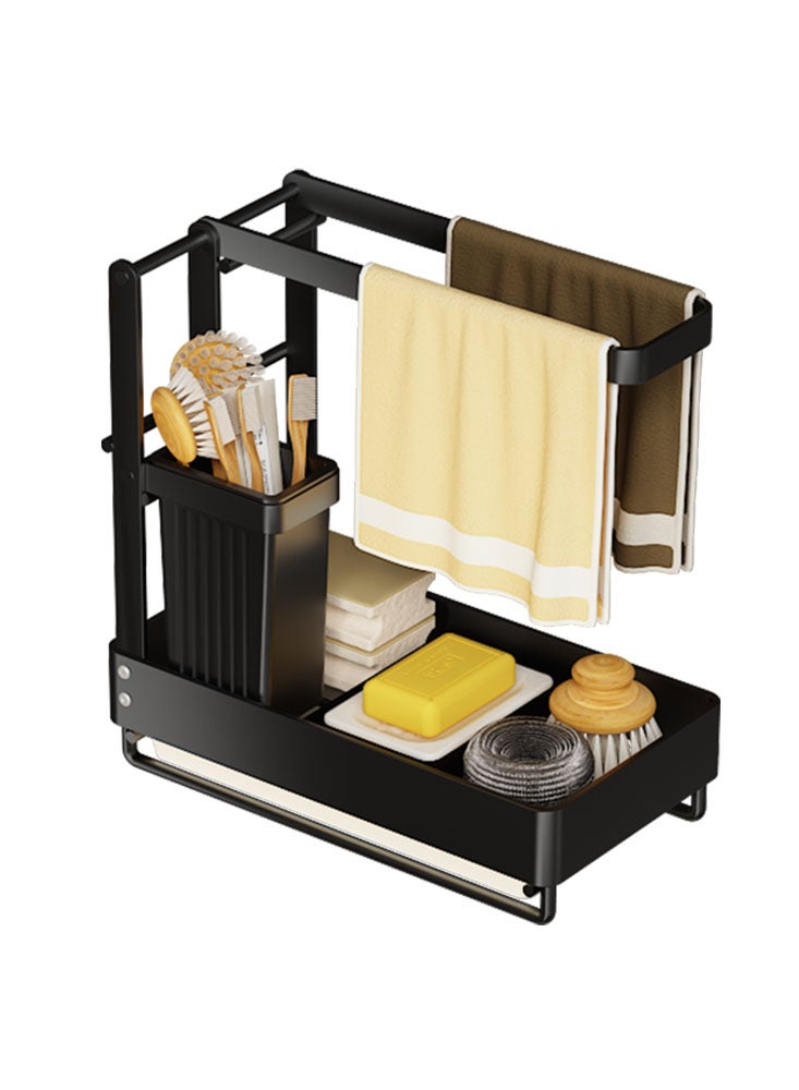 Perfii Stainless Steel Sink Caddy Organizer with Removable Drip Tray - Multifunctional Kitchen Sponge Holder and Storage Rack - Image 1