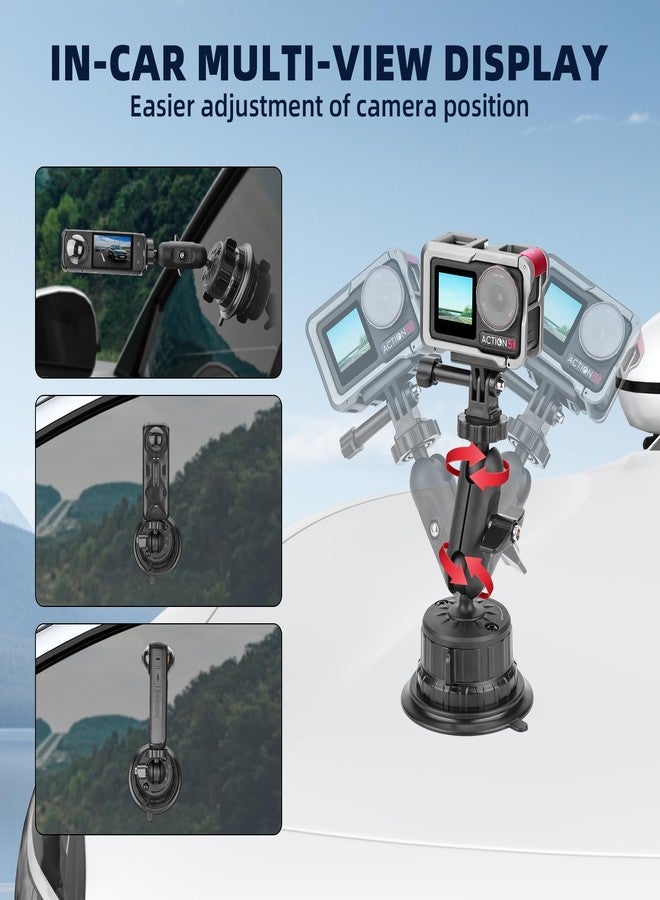 BRDRC Pocket 3 Suction Cup Car Mount (Upgraded), Windshield Window Holder Kit with Cold Shoe Expansion Adapter for Go Pro Max Hero Pocket 2 Insta 360 X5 X4 X3 Action 5 4 3 Accessories - No Residue - Image 5