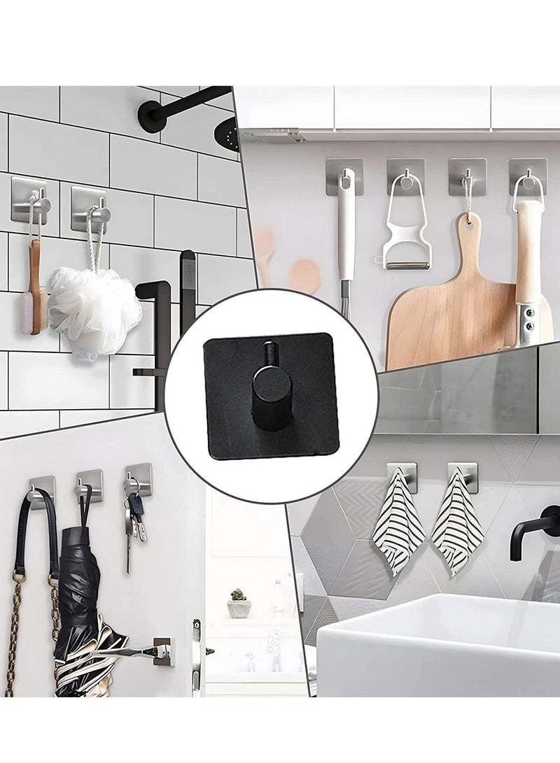 LEOKOR 5PCS Bathroom Hardware Set, Stainless Steel Bathroom Accessories Towel Holders Kit, Mounted with 16" Towel Bar, 6.2" Toilet Paper Holder, Robe Towel Hook and 2 Self-adhesive Hooks (Black) - Image 4