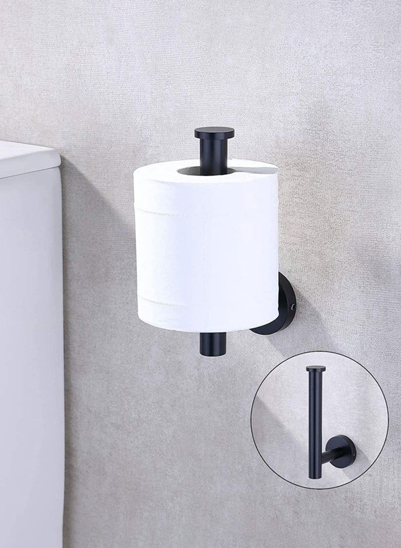 LEOKOR 5PCS Bathroom Hardware Set, Stainless Steel Bathroom Accessories Towel Holders Kit, Mounted with 16" Towel Bar, 6.2" Toilet Paper Holder, Robe Towel Hook and 2 Self-adhesive Hooks (Black) - Image 5