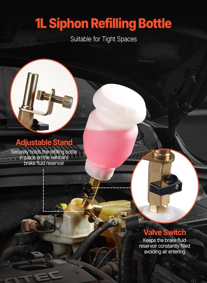 VEVOR Brake Bleeder Kit, 3L Brake Fluid Extractor with 1L Siphon Refilling Bottle & 13 Hose Connectors, Complete Brake Fluid Bleeder Kit with Extended Silicone Hose & Handle, Fit for Most Vehicles - Image 3