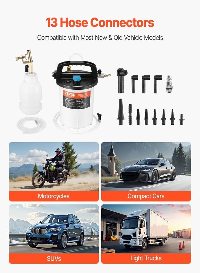VEVOR Brake Bleeder Kit, 3L Brake Fluid Extractor with 1L Siphon Refilling Bottle & 13 Hose Connectors, Complete Brake Fluid Bleeder Kit with Extended Silicone Hose & Handle, Fit for Most Vehicles - Image 4
