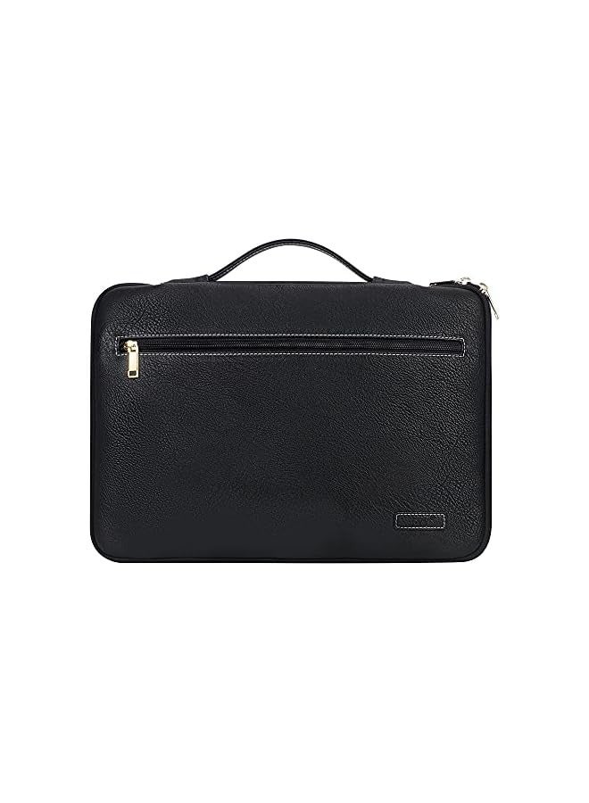 14-15.6 inch Laptop Sleeve Case Bag for 15 inch MacBook Pro, Premium Leather Ultrabook Notebook Carrying Case Bag for 14-15.6 inch Chromebook Black