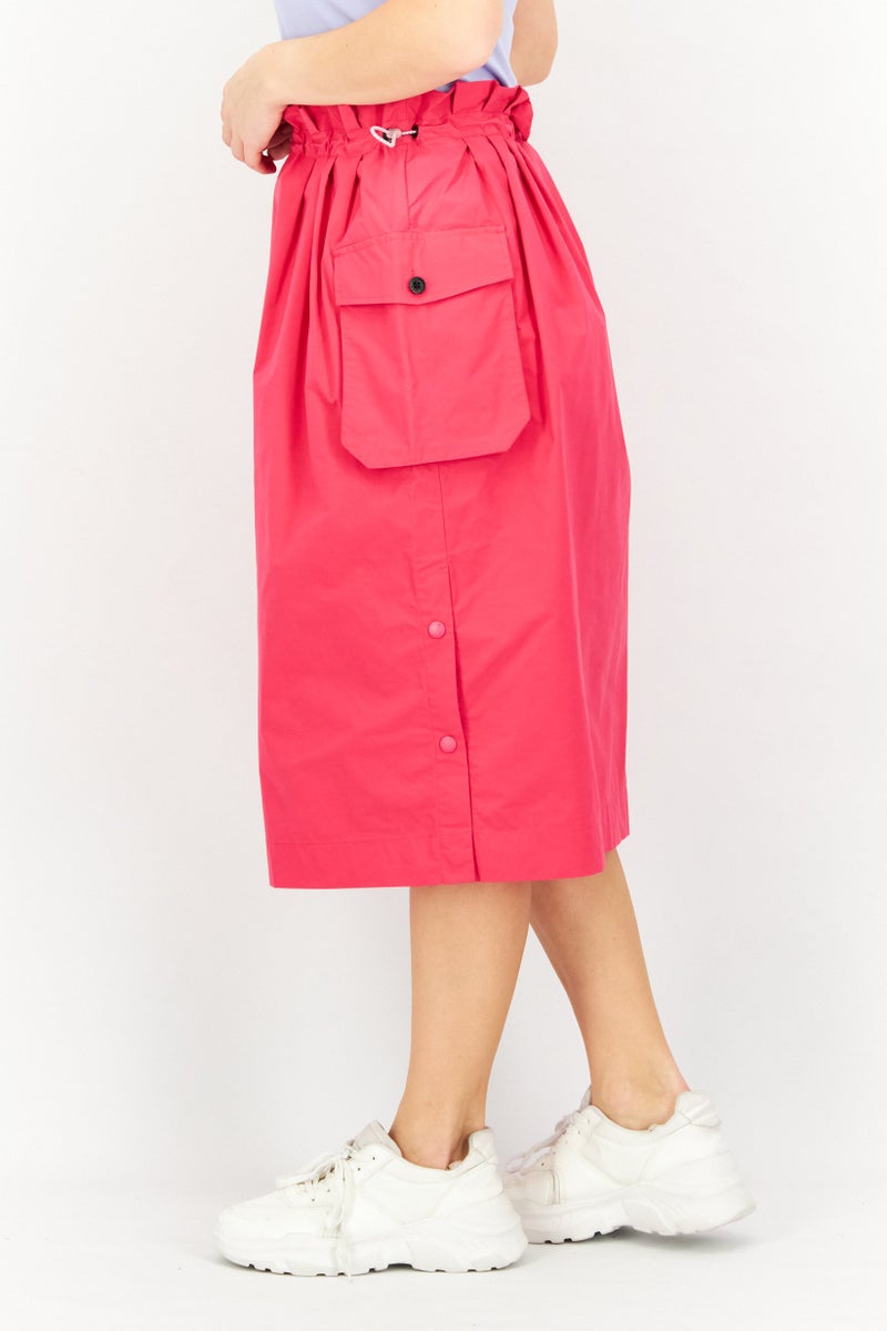 Aigle Women Plain Drawstring Midi Skirt, Fuchsia - Image 4