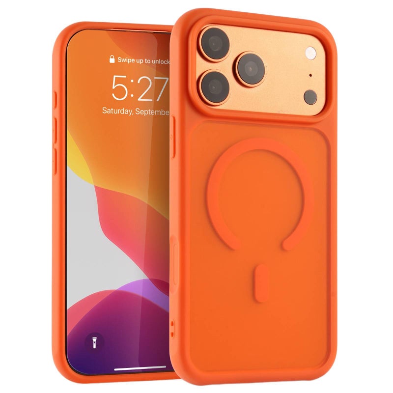 Acrylic MagSafe Case for iPhone 15 / 15 Plus / 15 Pro / 15 Pro Max with Drop Protection and Strong Magnetic plus Shockproof plus Full Coverage plus Skin Feel in Orange - ModaStar - Image 1
