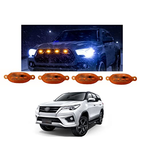 PRIKNIK LED Grille Lights Amber Yellow Grill Led with Fuse Adapter Wiring Harness Kit (4PCS, Amber Shell with Amber Light) Compatible with F-ortuner - Image 3