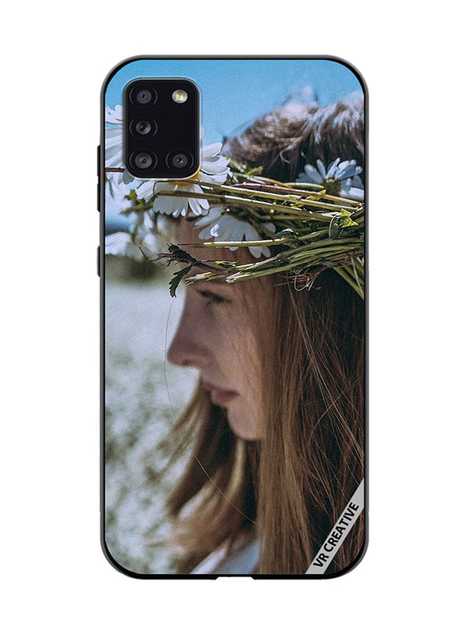 VR CREATIVE Protective Case Cover For Samsung Galaxy A31 Girl With Flower Crown Design Multicolour - Image 1