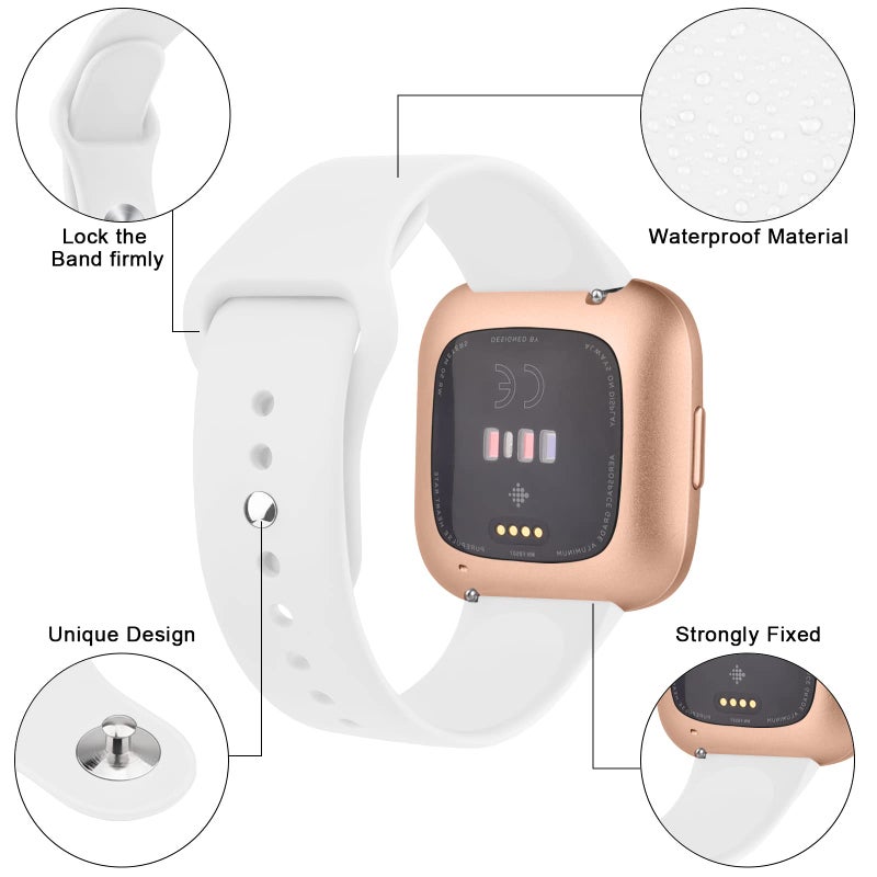 Meliya Silicone Bands Compatible with Fitbit Versa 2 Bands Women Men, Classic Adjustable Sport Replacement Wristbands for Fitbit Versa 2/1 / Lite/SE (White) - Image 2