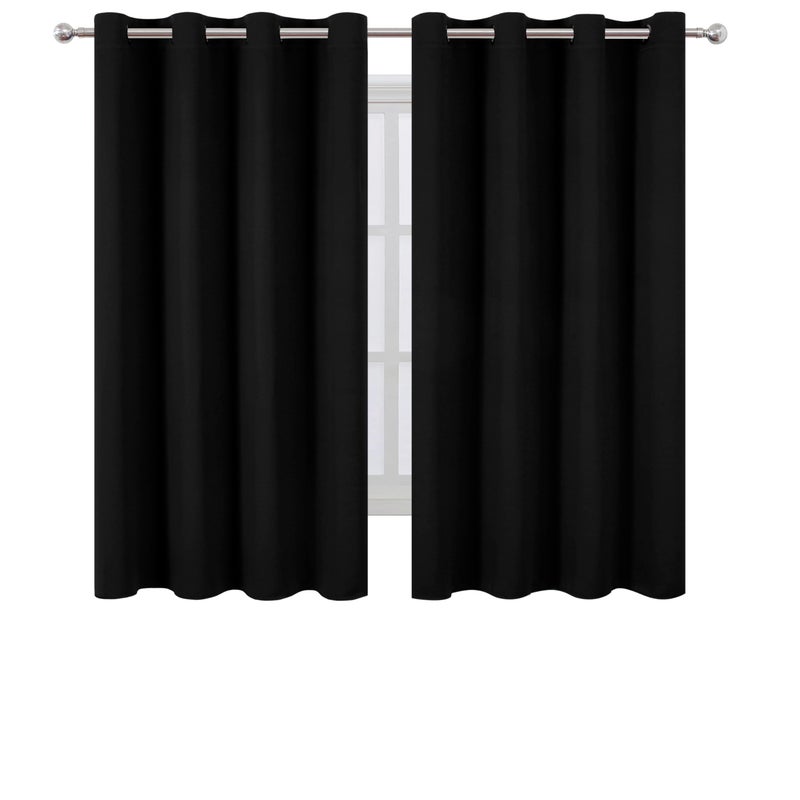 LEMOMO Black Blackout Curtains 66 x 63 Inch Length/Set of 2 Curtain Panels/Thermal Insulated Room Darkening Blackout Curtains for Bedroom - Image 2