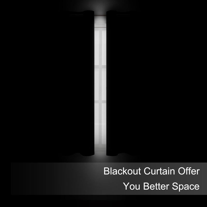 LEMOMO Black Blackout Curtains 66 x 63 Inch Length/Set of 2 Curtain Panels/Thermal Insulated Room Darkening Blackout Curtains for Bedroom - Image 3