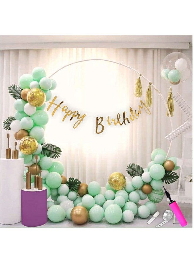 هونج كونج بالونز مجموعة ديكورات أعياد الميلاد من بالونات رقائق ذهبية باللون الأخضر النعناعي مع لافتة عيد الميلاد وشريط قوس البالونات ونقطة الغراء ومضخة البالونات لتزيين أعياد الميلاد - 62 قطعة - Image 1