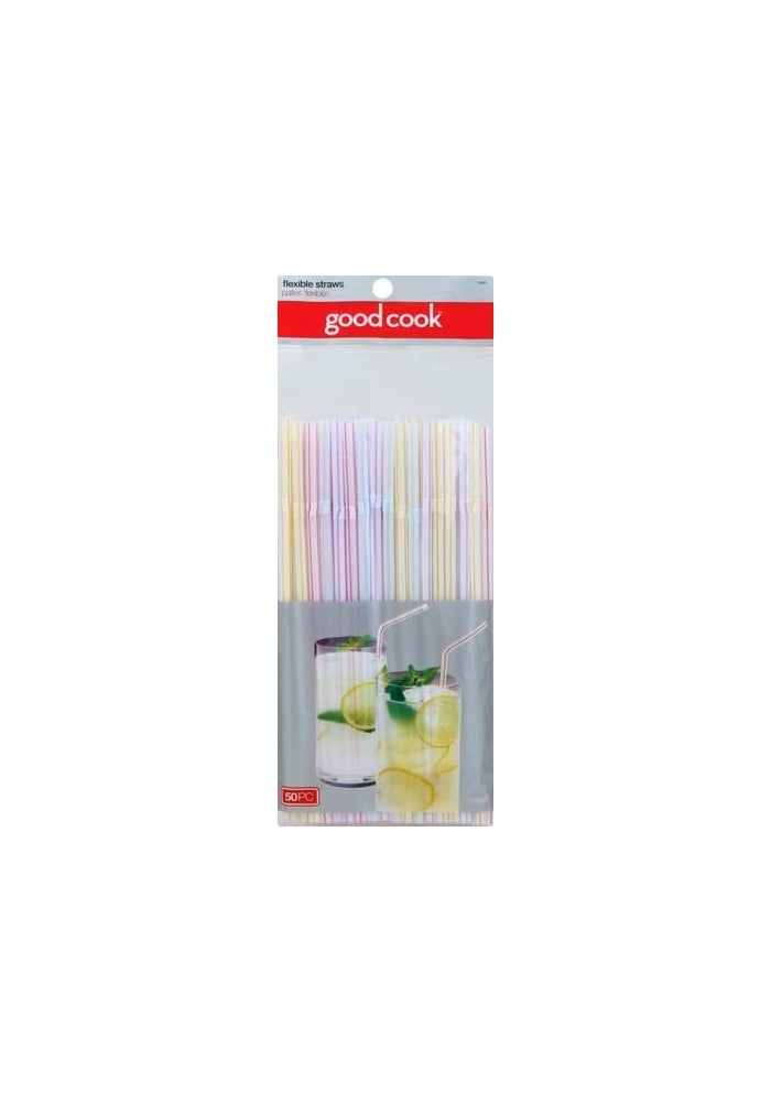 GoodCook Flexible Drinking Straws - 50 Count Multicolor Pack - Image 2