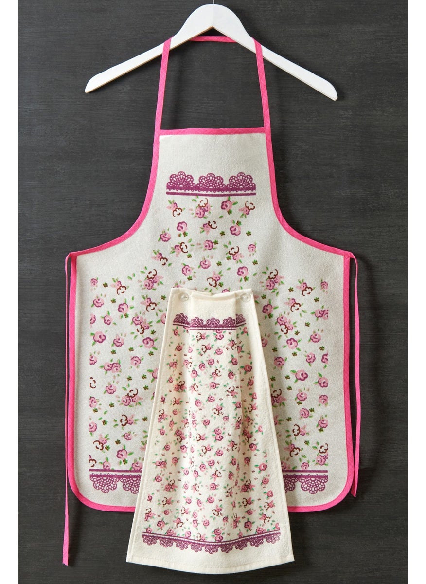 Casnack Rose Model Liquid Proof Kitchen Apron with Towel  - Image 2