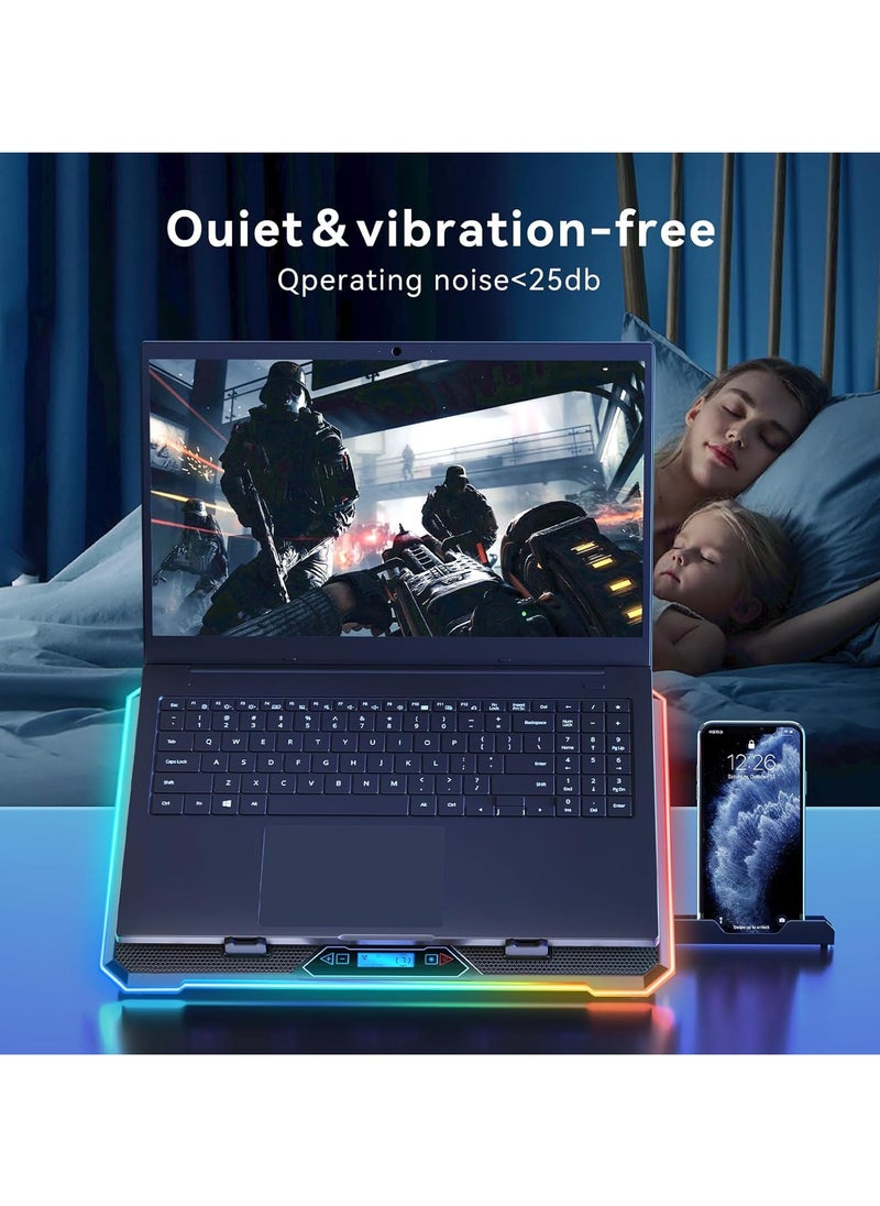 ICE COOREL RGB Laptop Cooling Pad Gaming Laptop Cooler, Laptop Fan Cooling Stand with 13 Quiet Cooling Fans for 15.6-17.3 inch laptops, 9 Height Stand, LED Lights & LCD Screen, 2 USB Ports, Lap Desk Use  - Image 4
