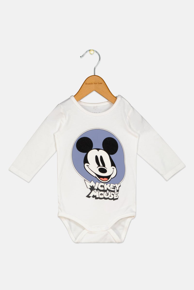 NAME IT Disney X Name It Toddlers Boy Graphic Print Long Sleeve Rompers, White - Image 1