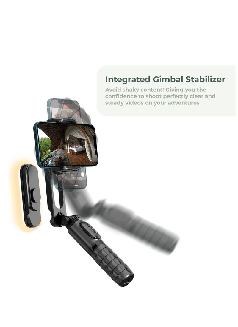 SYOSI - Gimbal Stabilizer For Smartphones, 360° Rotation Tripod with Wireless Remote Fill Light, Portable Phone Holder Auto Balance 1-Axis Gimbal for Filming Bluetooth Selfie Stick Mobile Phone Holder - Image 1