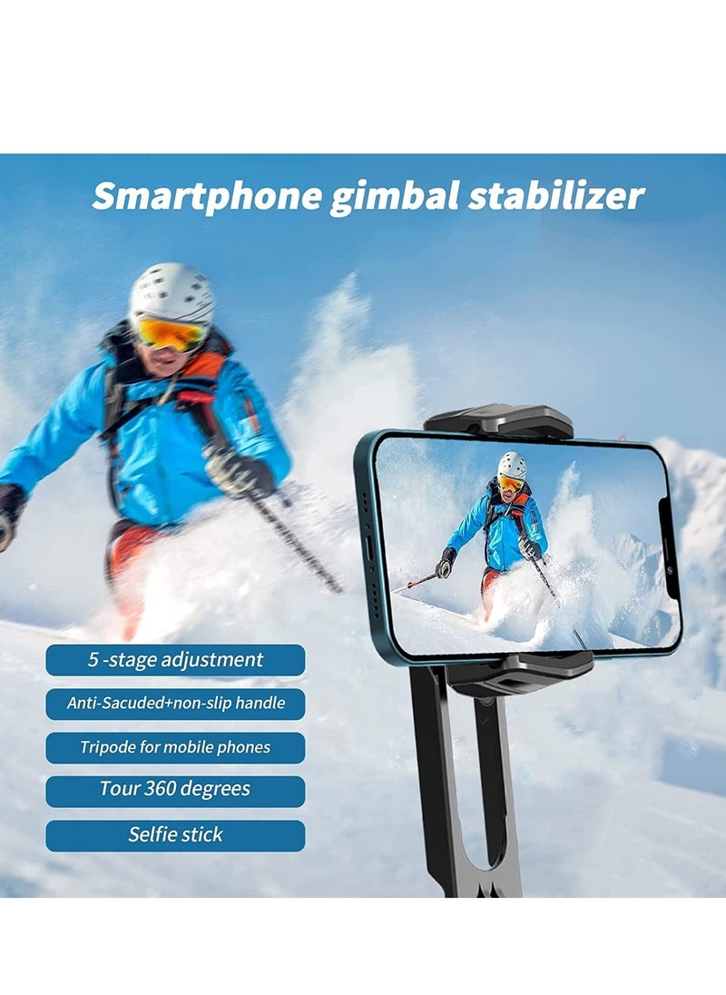 SYOSI - Gimbal Stabilizer For Smartphones, 360° Rotation Tripod with Wireless Remote Fill Light, Portable Phone Holder Auto Balance 1-Axis Gimbal for Filming Bluetooth Selfie Stick Mobile Phone Holder - Image 1