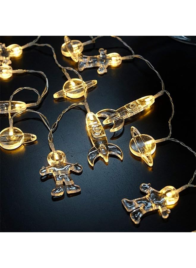 The Bros Children's Room LED String Light, 20 LED Astronaut Spaceship Rocket Pendants Holiday Party Lights Outerspace Room Decor Wedding Around the Garden Party Patio(Warm White) - Image 1