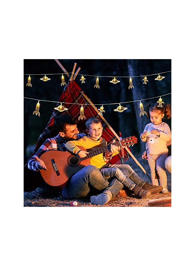 The Bros Children's Room LED String Light, 20 LED Astronaut Spaceship Rocket Pendants Holiday Party Lights Outerspace Room Decor Wedding Around the Garden Party Patio(Warm White) - Image 4