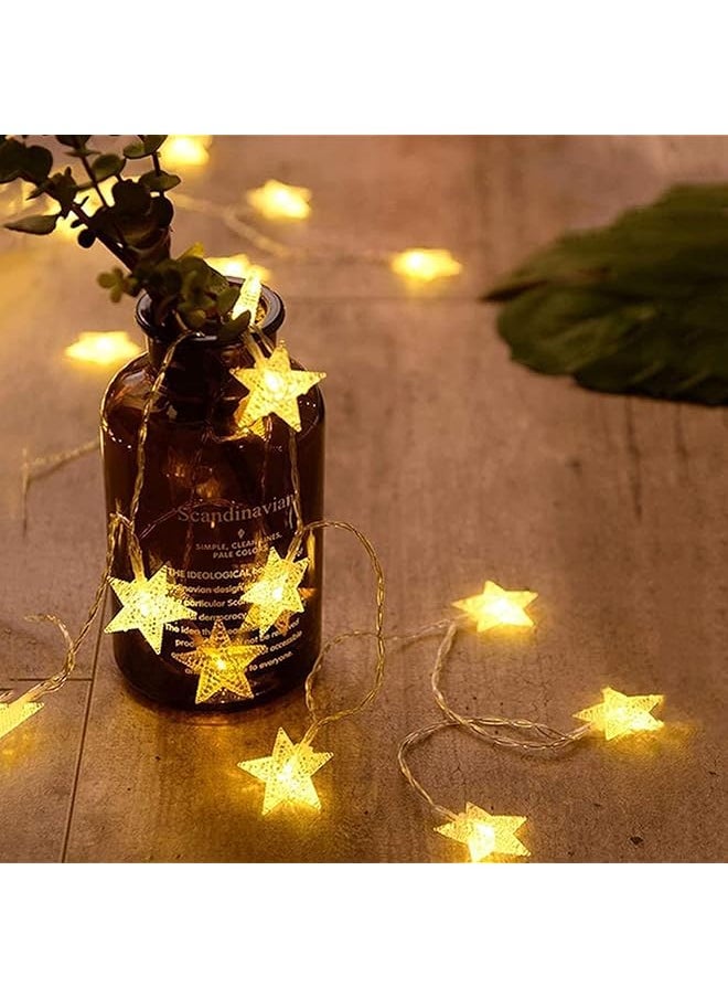 The Bros 20 LED Star String Lights – 10 FT Battery Operated Fairy Christmas Lights for Indoor & Outdoor Use, Perfect for Party, Wedding, and Holiday Decorations in Warm White  - Image 1