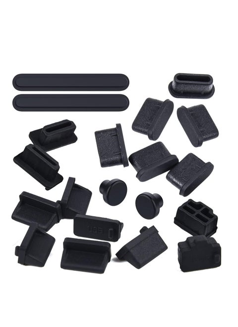 20 Pcs USB Port Cover, 6 Types Silicone Laptop Ports Cover Dust Plugs Caps for Type C/USB C, USB Female Plug, HDMI, RJ45, SD Card, Headphone Ports, USB Type-C Dust Stopper