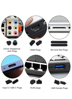 Generic 20 Pcs USB Port Cover, 6 Types Silicone Laptop Ports Cover Dust Plugs Caps for Type C/USB C, USB Female Plug, HDMI, RJ45, SD Card, Headphone Ports, USB Type-C Dust Stopper  - Image 3