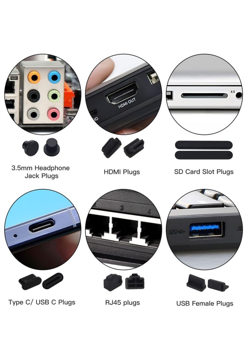 Generic - 20 Pcs USB Port Cover, 6 Types Silicone Laptop Ports Cover Dust Plugs Caps for Type C/USB C, USB Female Plug, HDMI, RJ45, SD Card, Headphone Ports, USB Type-C Dust Stopper - Image 1
