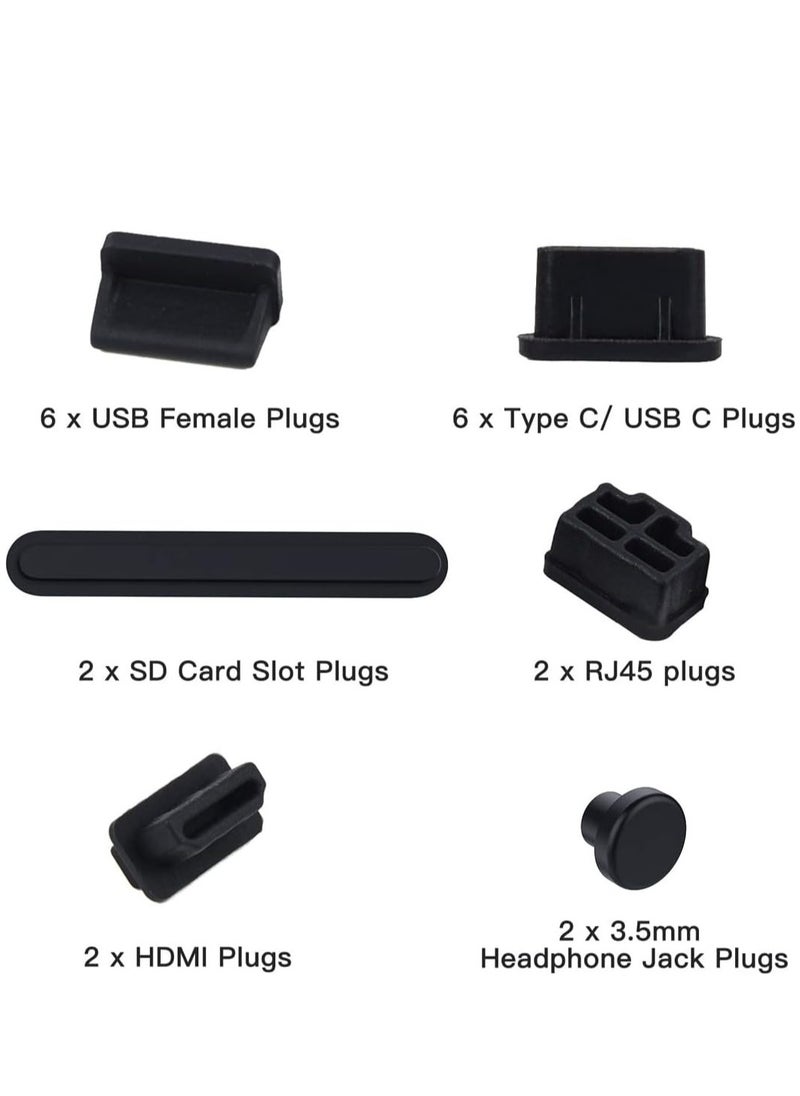 Generic - 20 Pcs USB Port Cover, 6 Types Silicone Laptop Ports Cover Dust Plugs Caps for Type C/USB C, USB Female Plug, HDMI, RJ45, SD Card, Headphone Ports, USB Type-C Dust Stopper - Image 1