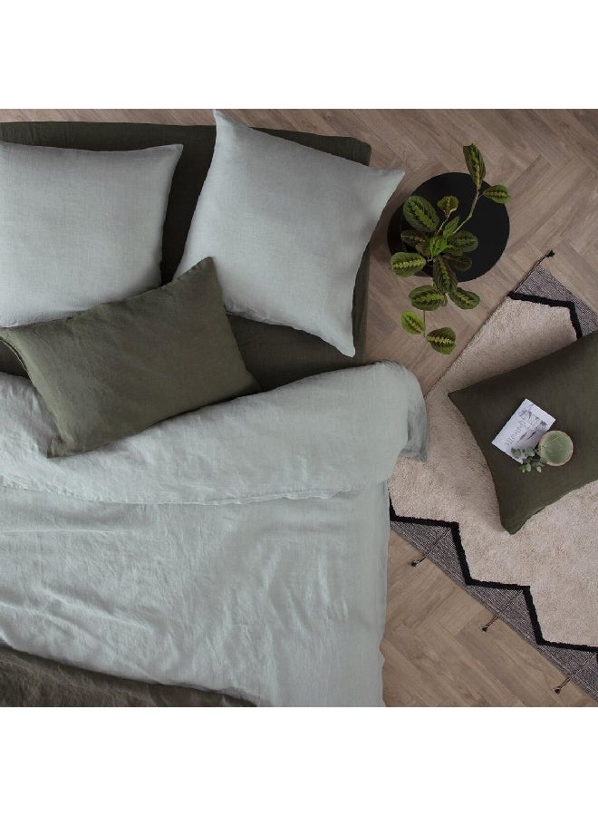 atmosphera Linah Washed Linen Square Pillow Case Celadon Green 65 x 65 cm 185299K - Image 4