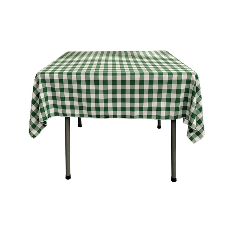 LA Linen Gingham Tablecloth - Checkered Tablecloth for Parties, Picnics & More - Farmhouse Tablecloth - Spring Tablecloth - Picnic Tablecloth - Cloth Tablecloths for Square Tables - 52"x52" Green - Image 4
