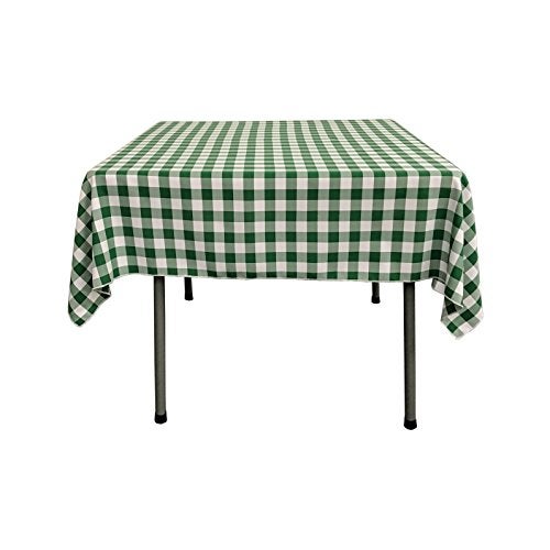 LA Linen Gingham Tablecloth - Checkered Tablecloth for Parties, Picnics & More - Farmhouse Tablecloth - Spring Tablecloth - Picnic Tablecloth - Cloth Tablecloths for Square Tables - 52"x52" Green - Image 1