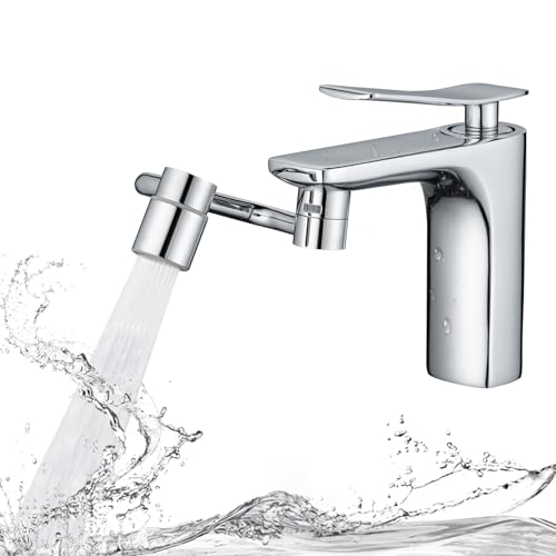 SELLO 1080° Rotating Faucet Extender for Bathroom Sink, Sink Water Faucet Aerator with Brass Extension, Sink Extender with Adjustable Swivel Arm, Fit to Faucet Threads G1/2, 15/16”, and 55/64” - Image 1